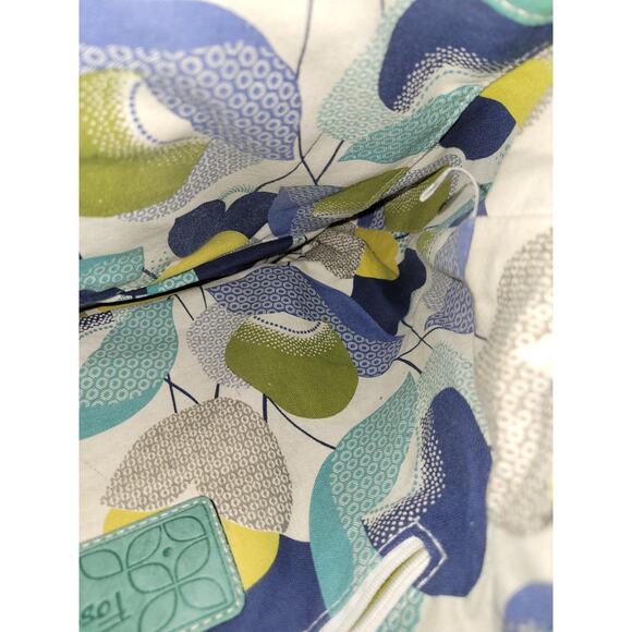 FOSSIL Shoulder Boho Bag‎ Teal Turquoise Leather Silver Hardware ZB 2903 - Picture 10 of 12